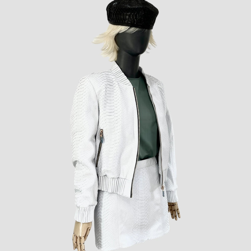 Python leather bomber jacket