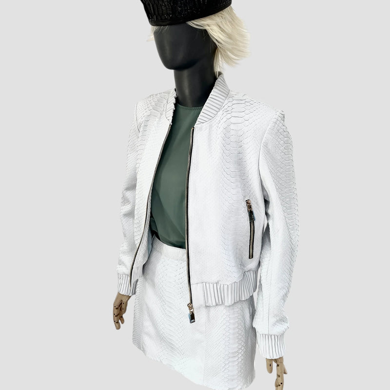 Python leather bomber jacket