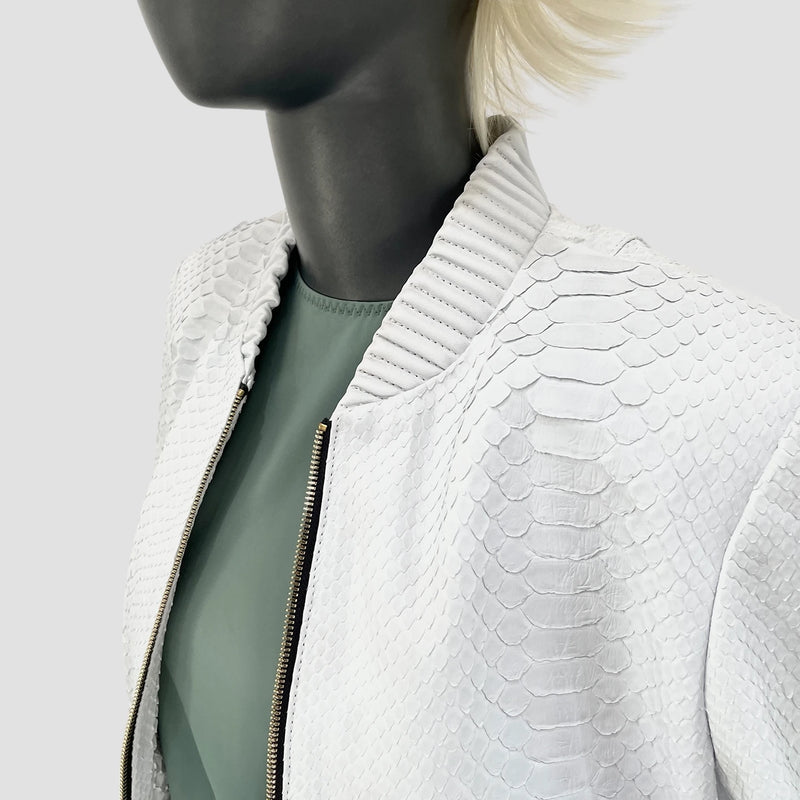 Python leather bomber jacket