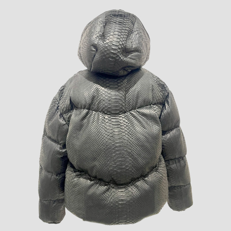 Duck down python leather jacket