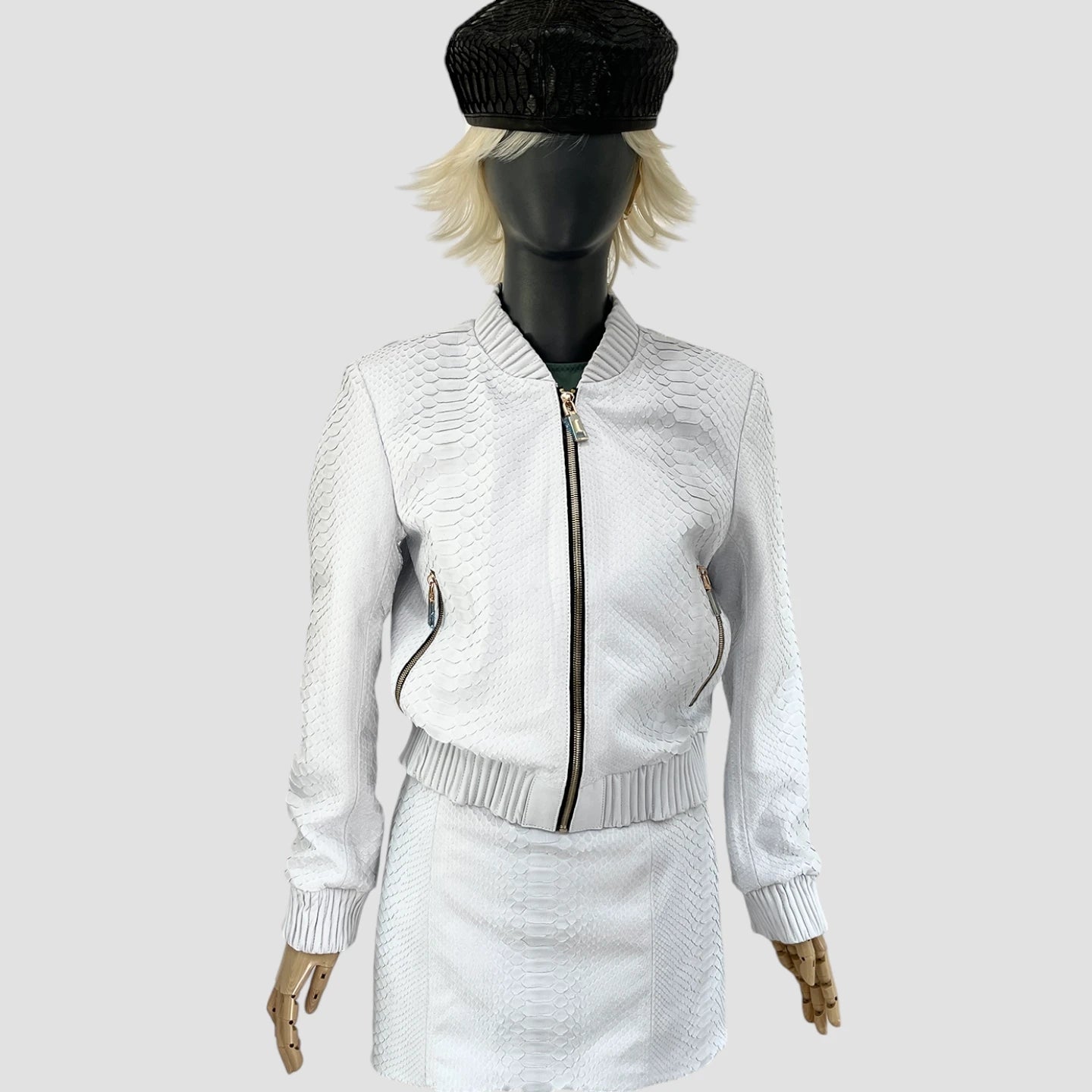 Python leather bomber jacket