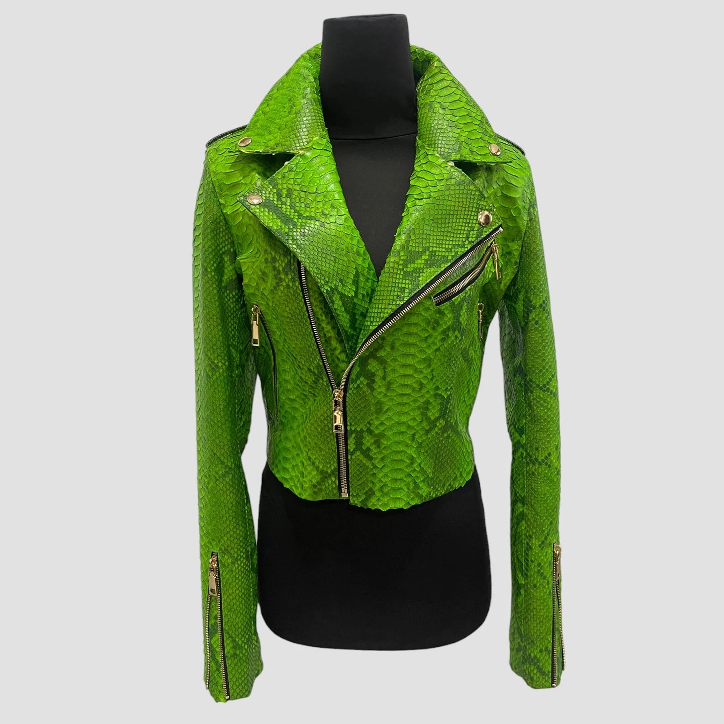 Python leather biker jacket