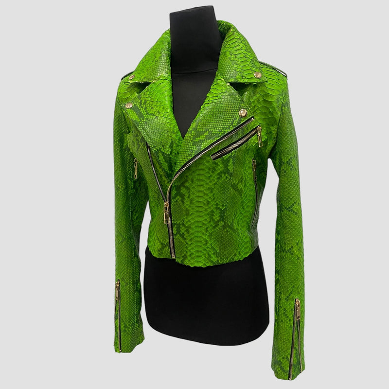 Python leather biker jacket