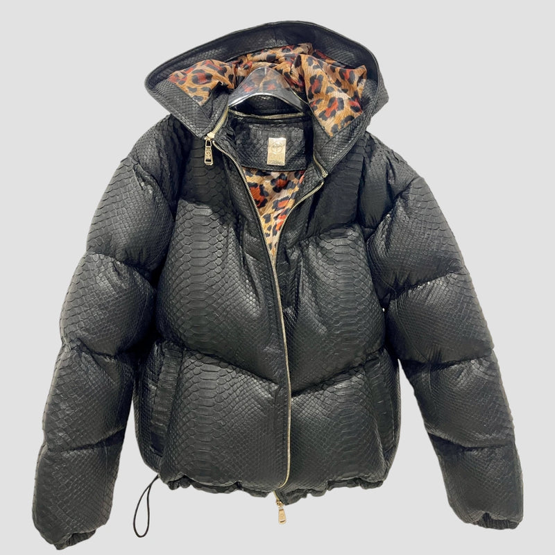 Duck down python leather jacket