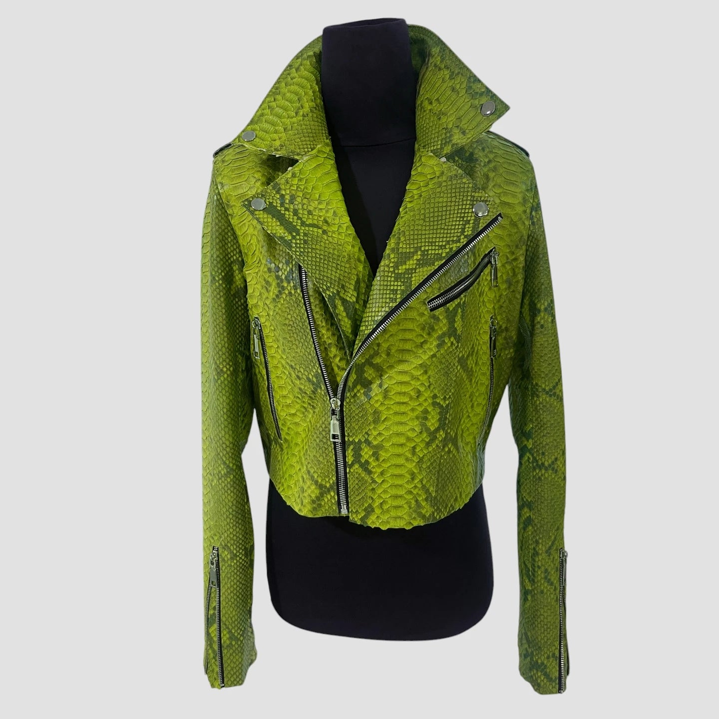 Python leather biker jacket