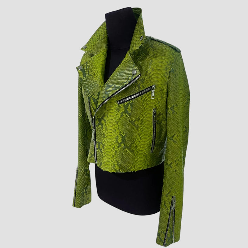 Python leather biker jacket