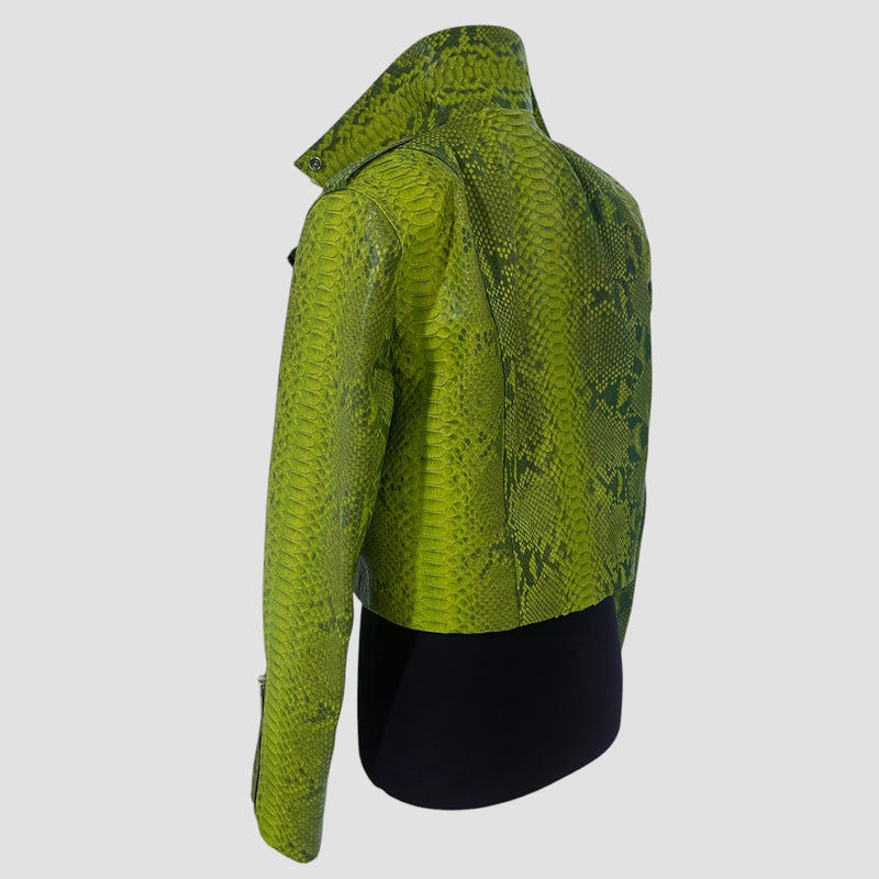 Python leather biker jacket