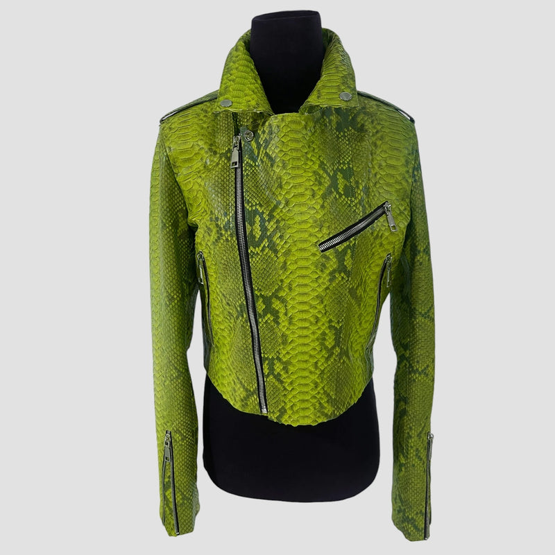Python leather biker jacket