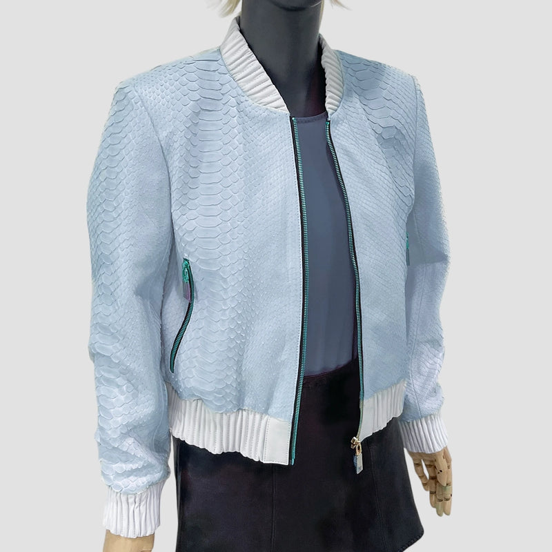 Python leather bomber jacket