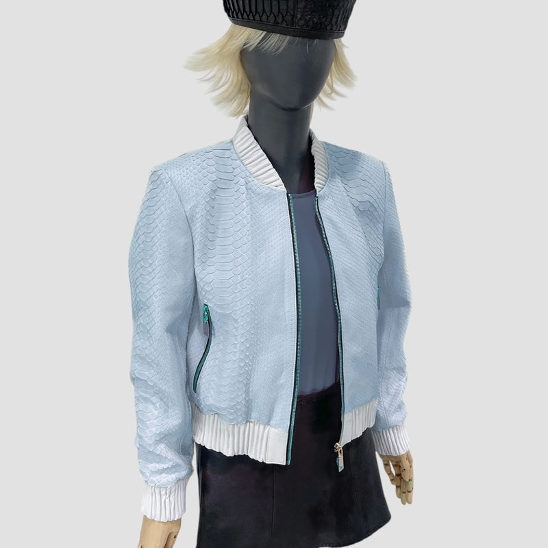 Python leather bomber jacket