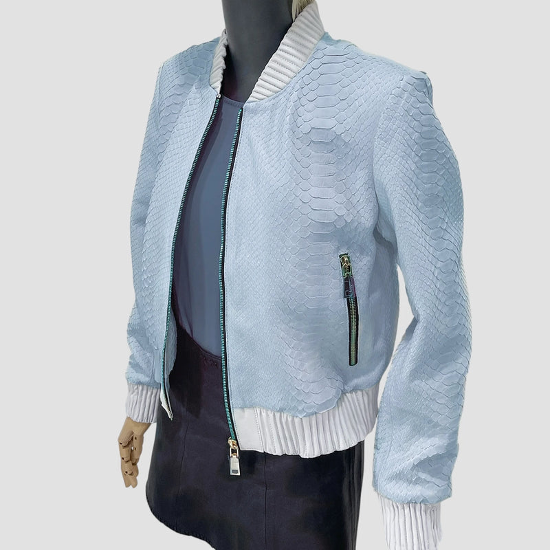 Python leather bomber jacket