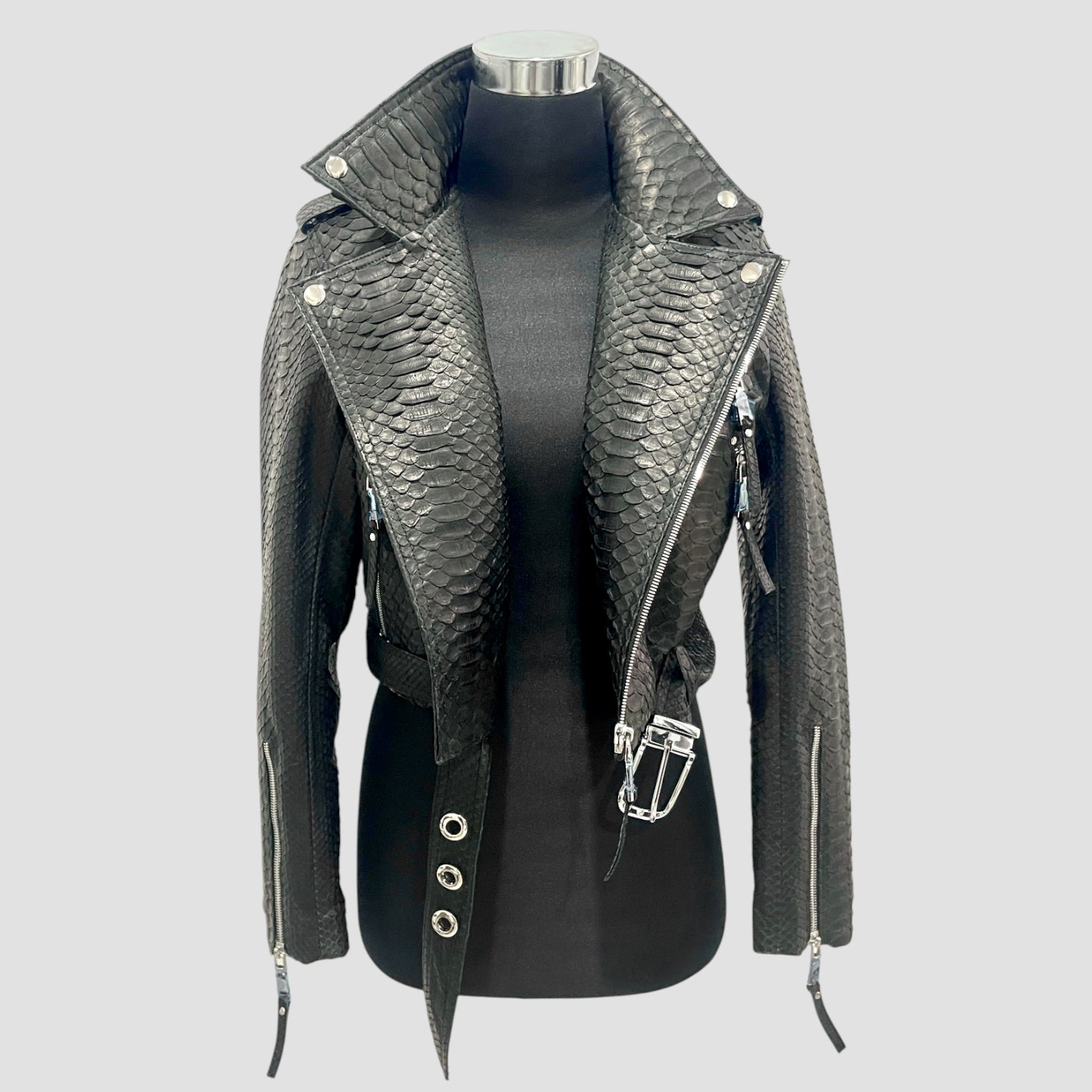 Python leather biker jacket