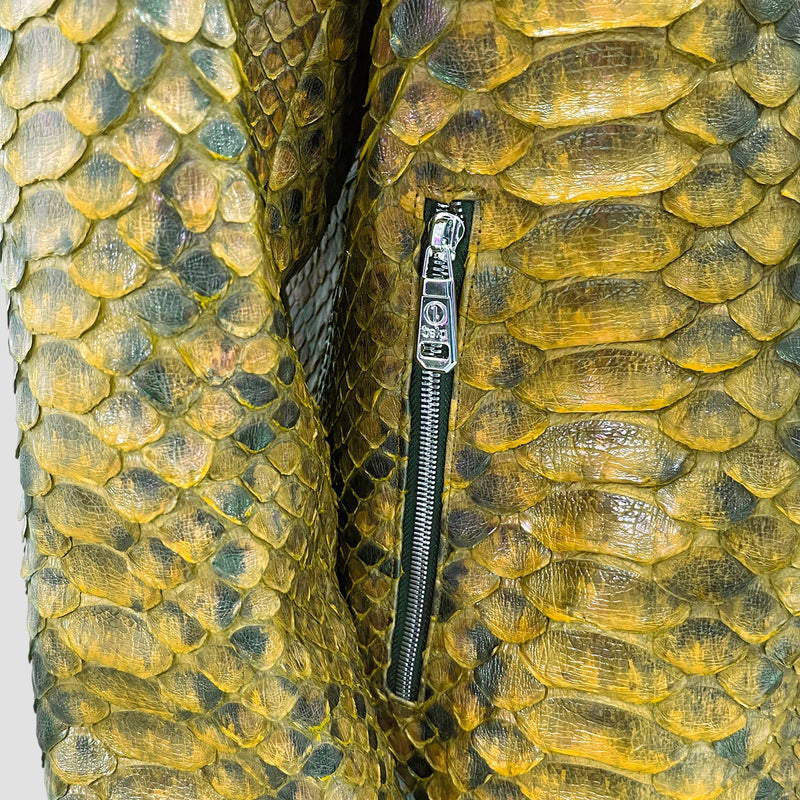 King python leather bomber jacket