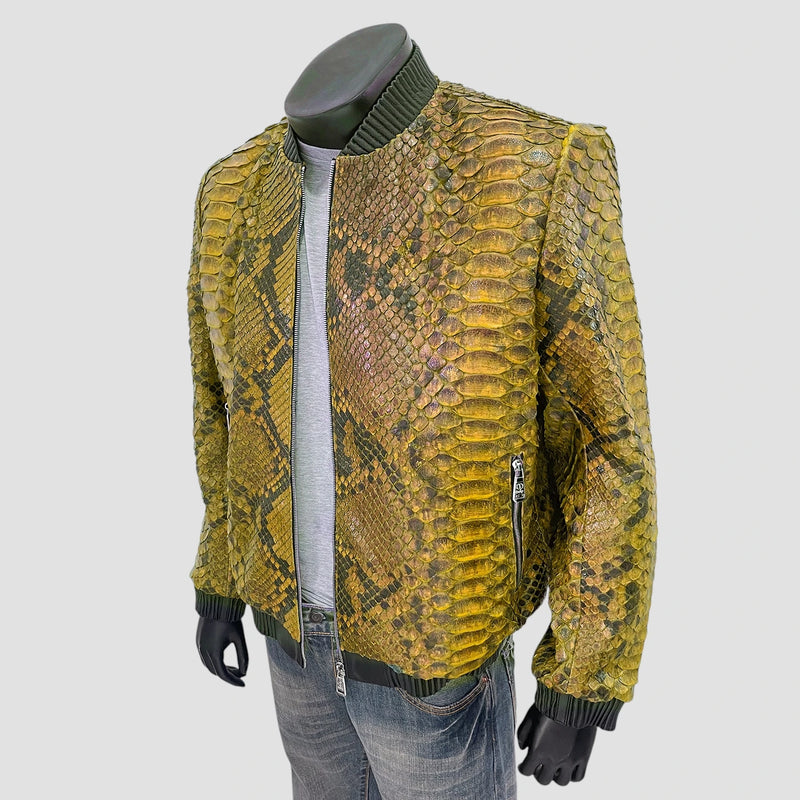 King python leather bomber jacket