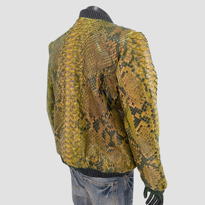 King python leather bomber jacket