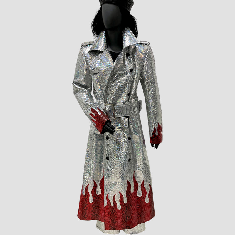 Python leather coat