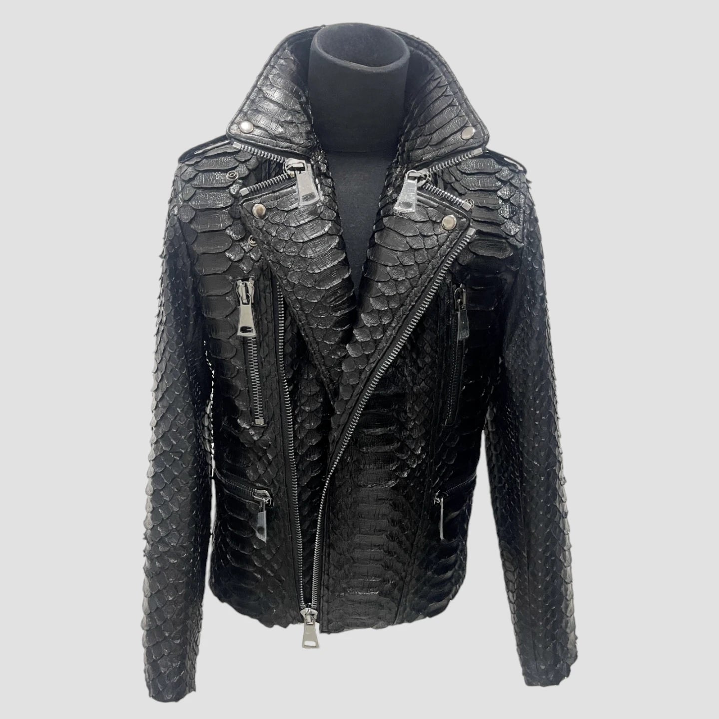King python leather jacket back zippers