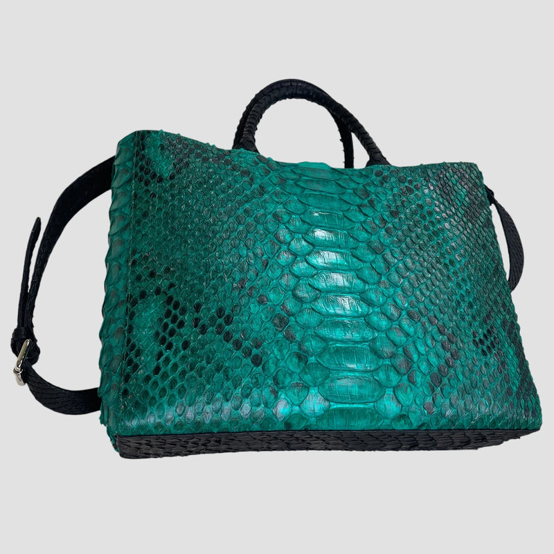 King python leather tote bag