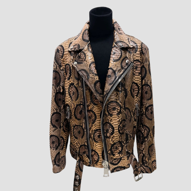 Python leather biker jacket