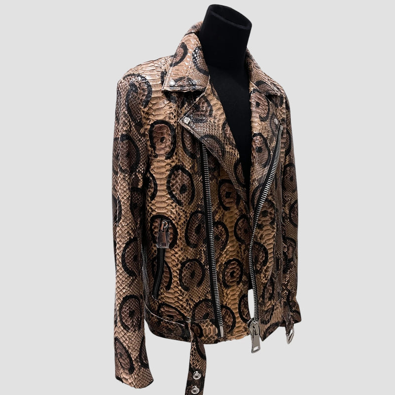 Python leather biker jacket