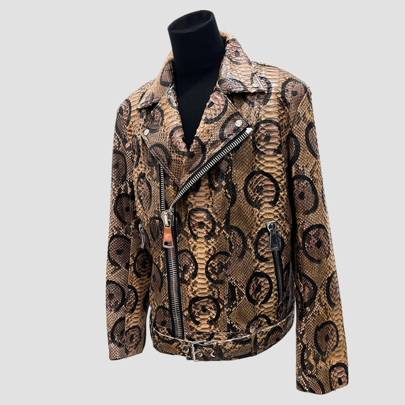 Python leather biker jacket