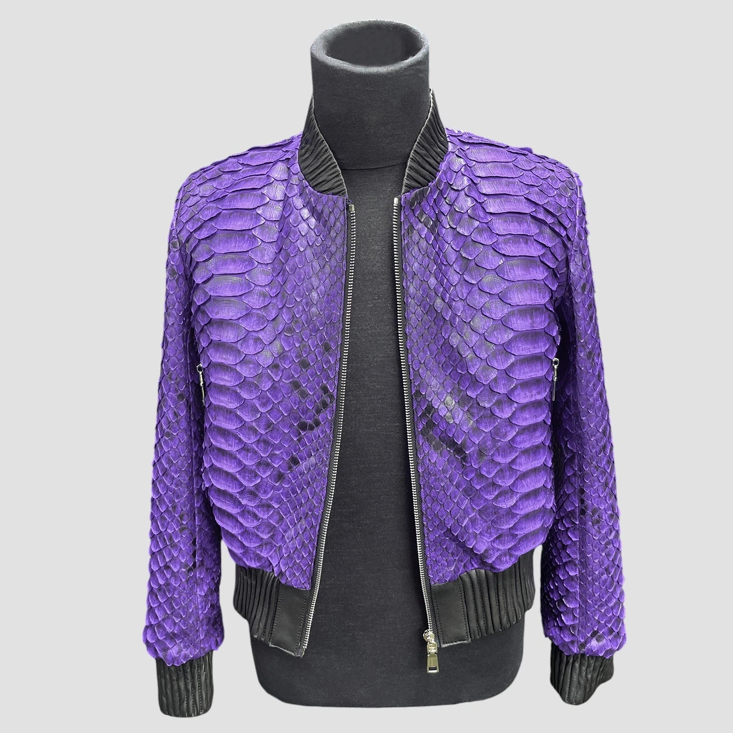 King python leather bomber jacket