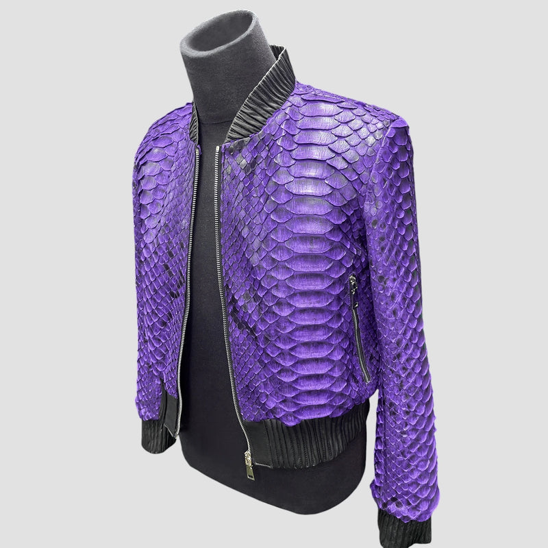 King python leather bomber jacket