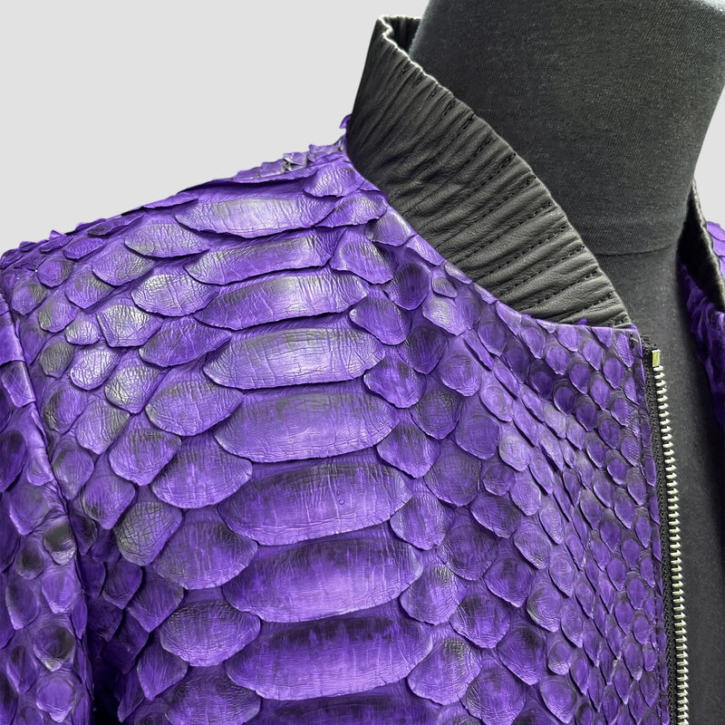 King python leather bomber jacket