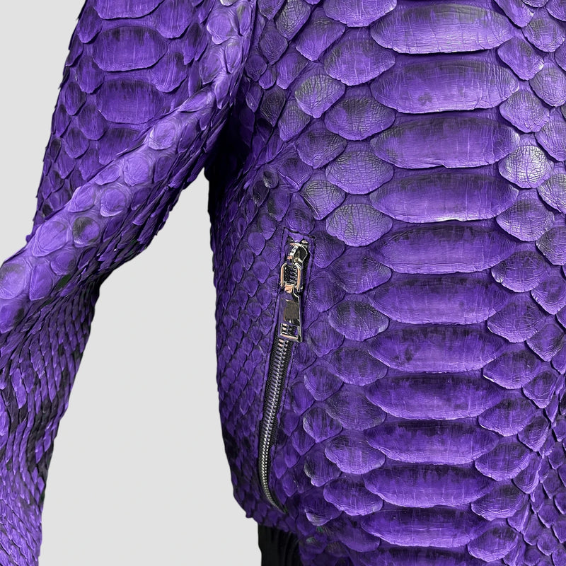 King python leather bomber jacket