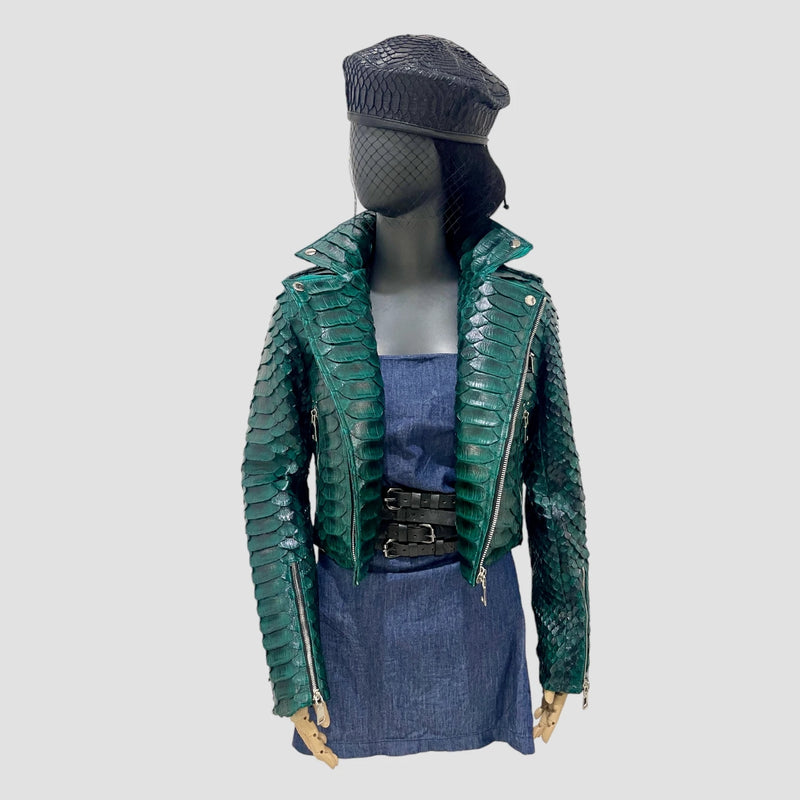 King python leather biker jacket