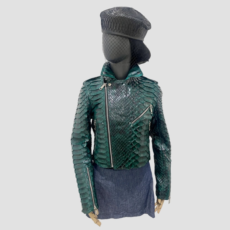 King python leather biker jacket