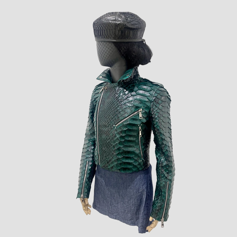 King python leather biker jacket