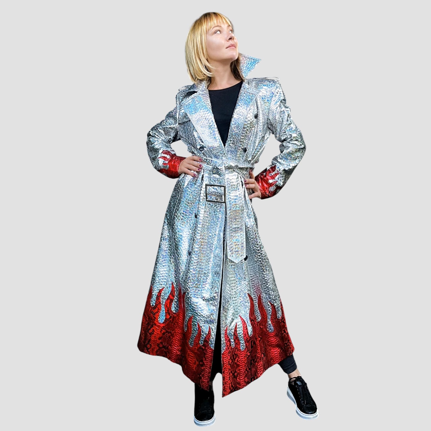 Python leather coat