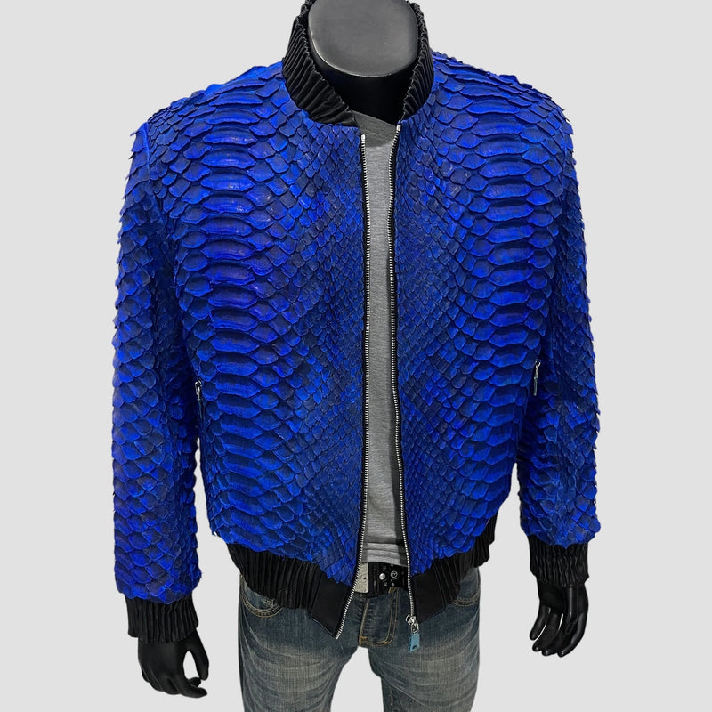 King python leather bomber jacket