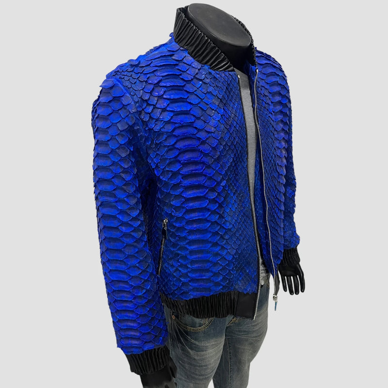 King python leather bomber jacket