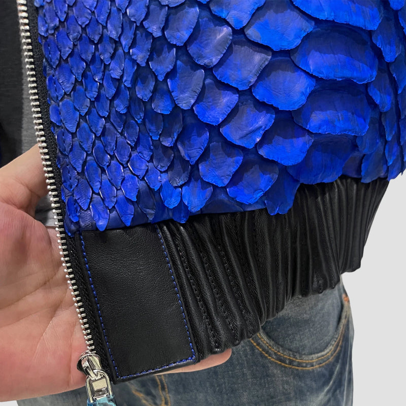 King python leather bomber jacket