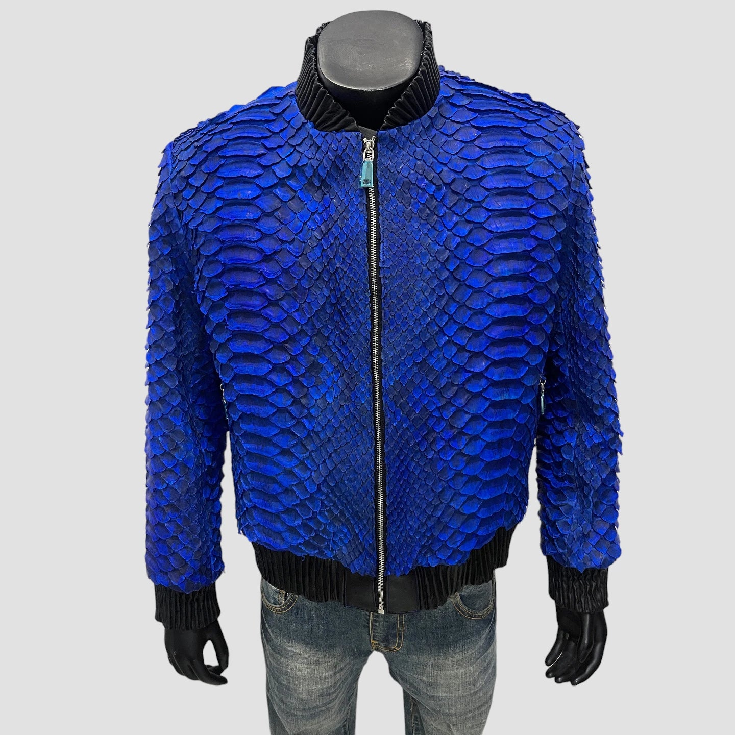 King python leather bomber jacket