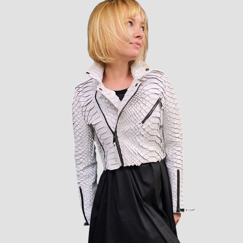 King python leather biker jacket