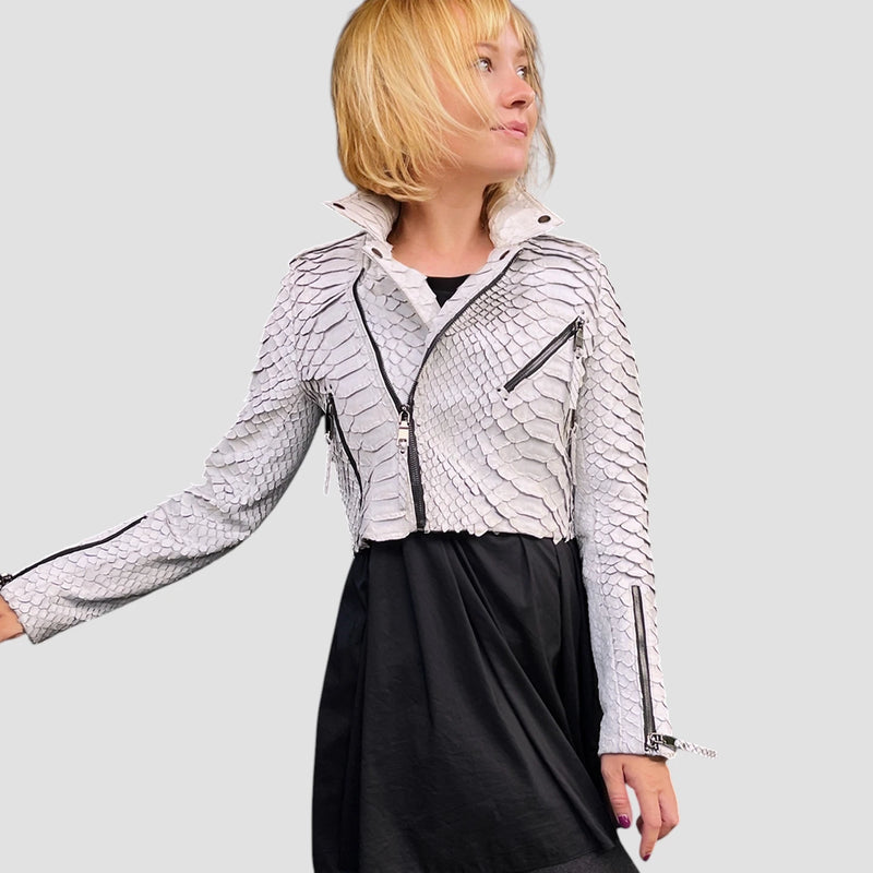 King python leather biker jacket