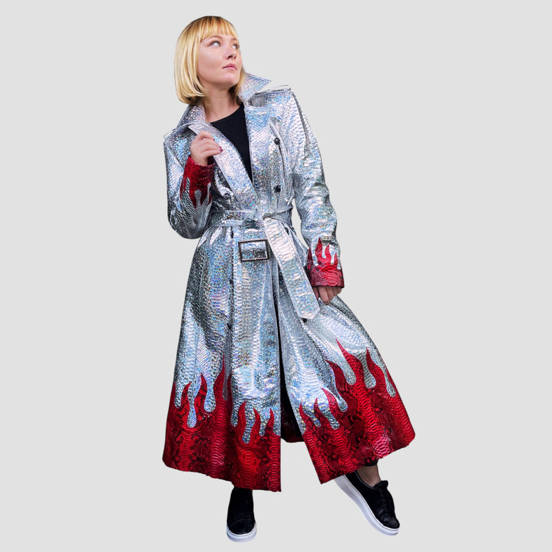 Python leather coat