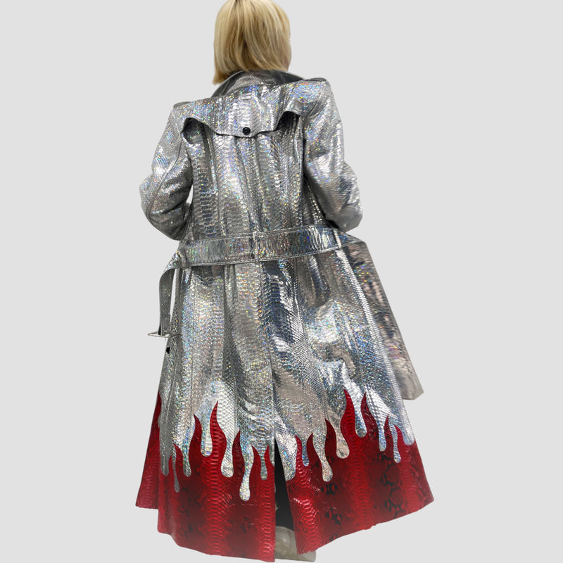 Python leather coat