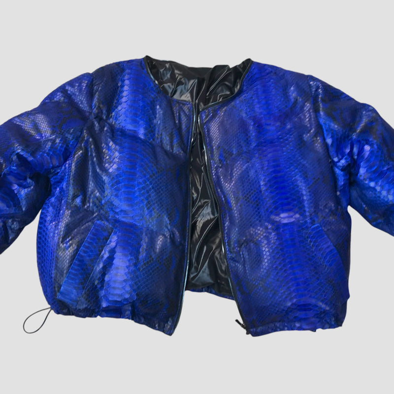 Duck down python leather jacket