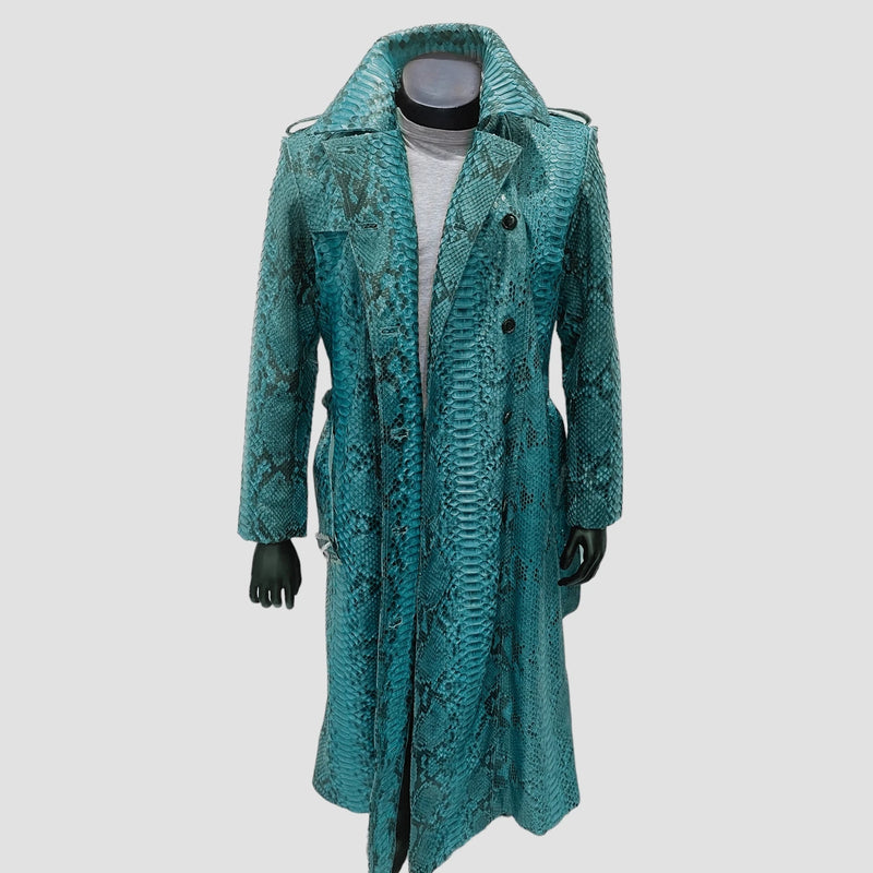 Dragon python leather trench coat