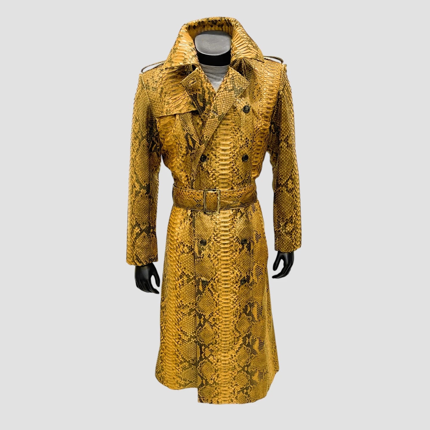 Dragon python leather trench coat