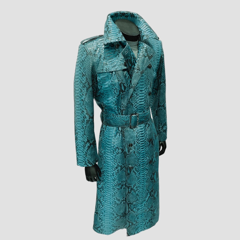 Dragon python leather trench coat