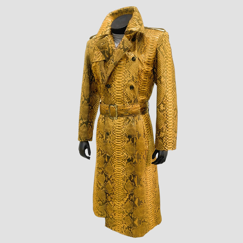 Dragon python leather trench coat
