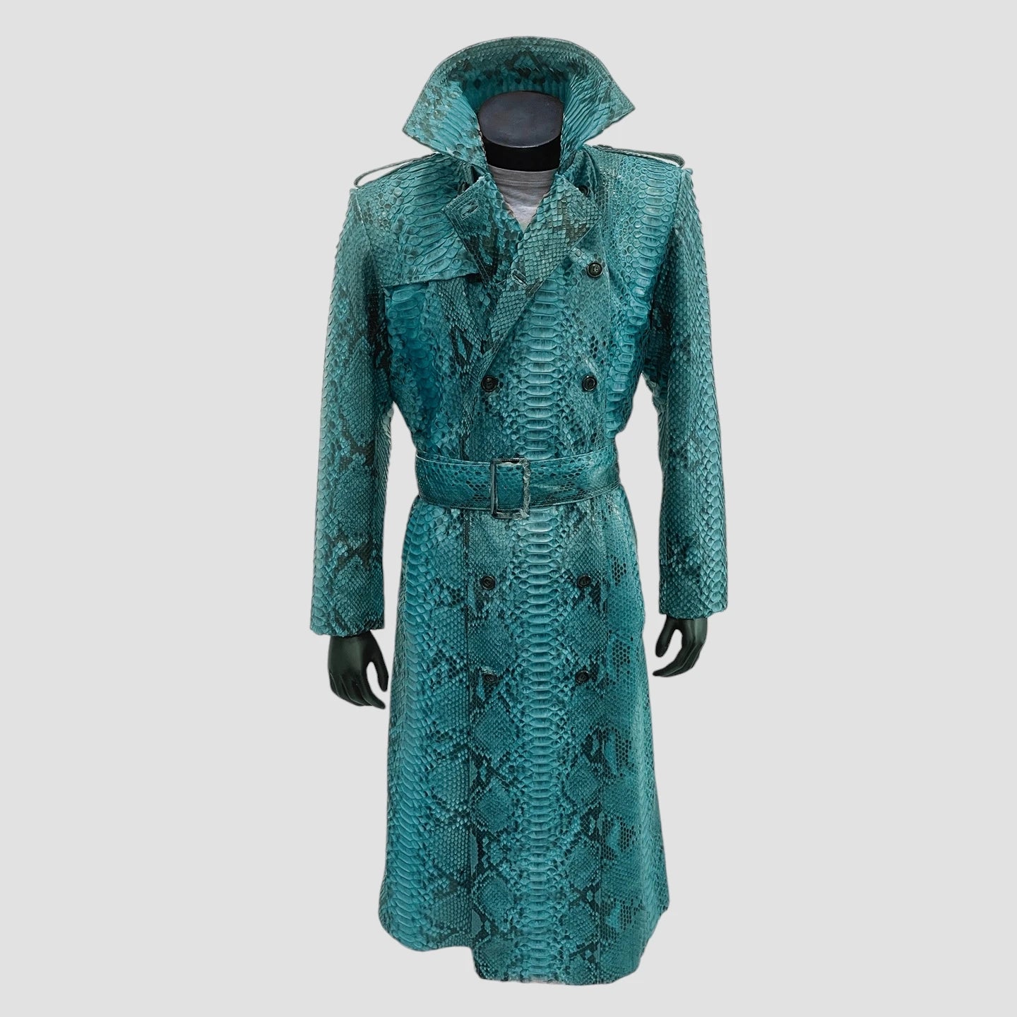 Dragon python leather trench coat