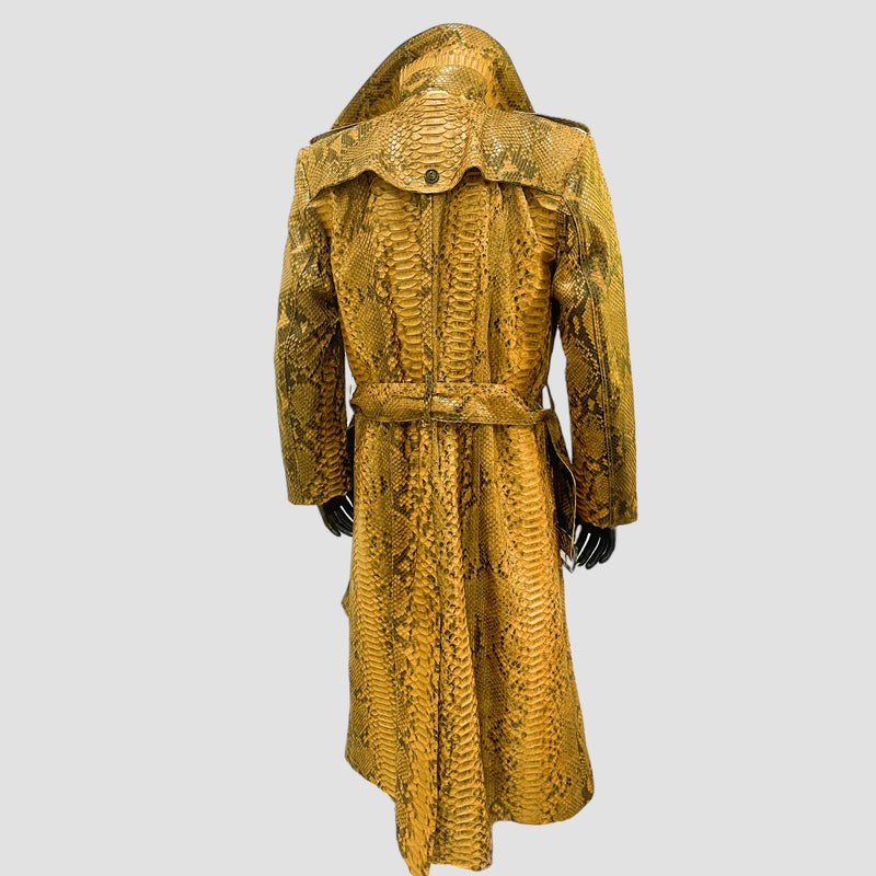 Dragon python leather trench coat