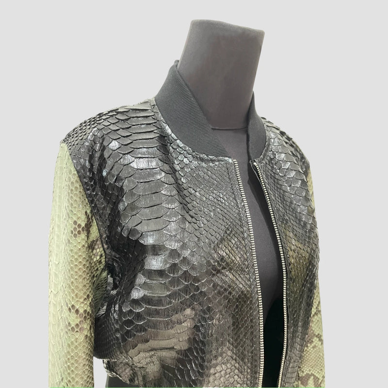 Python leather bomber jacket