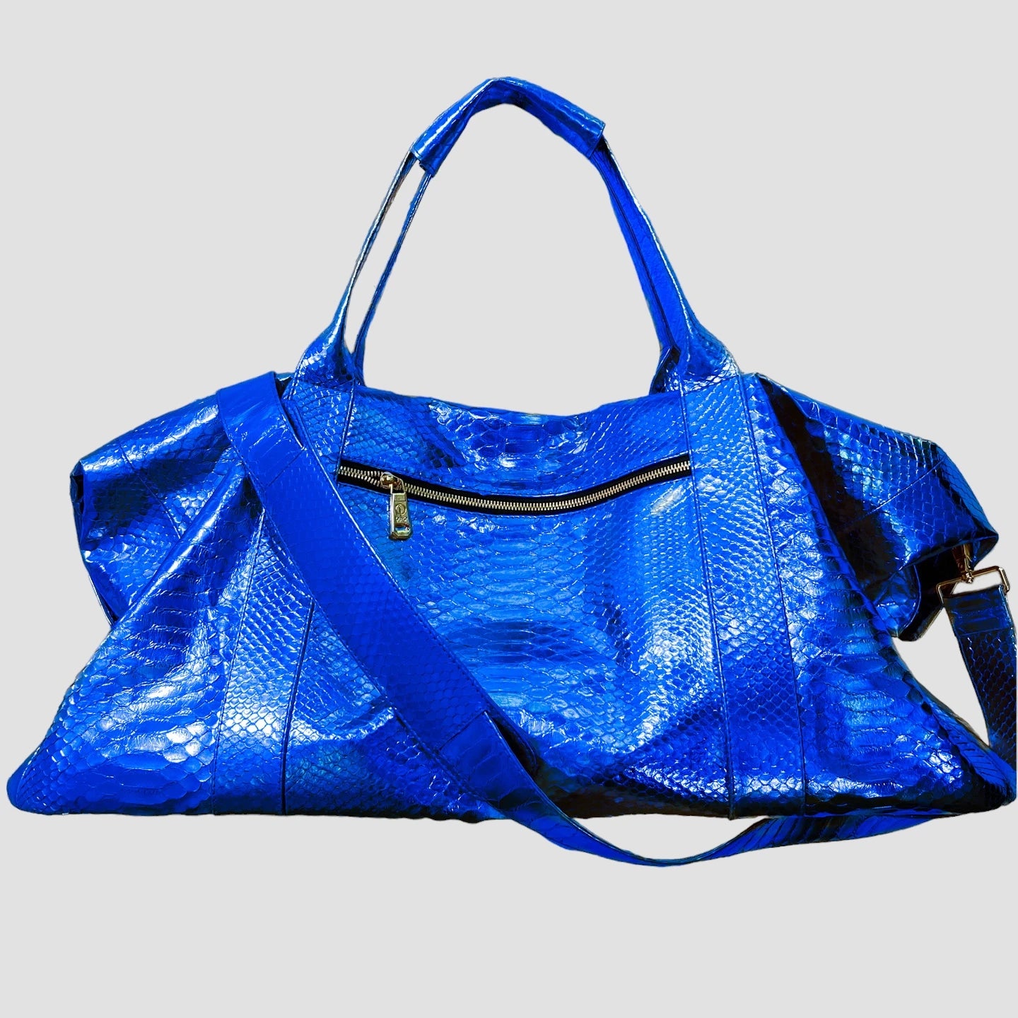 Python leather duffel bag